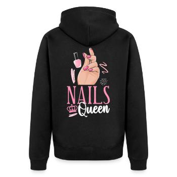 Nail Tech Quote Work Uniform Nail - Unisex Premium Bio Zip Hoodie - Schwarz - Hinten - Nico (187cm)