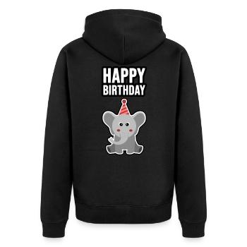Birthday Elephant - Unisex Premium Organic Zip Hoodie - black - Back - Nico (187cm)