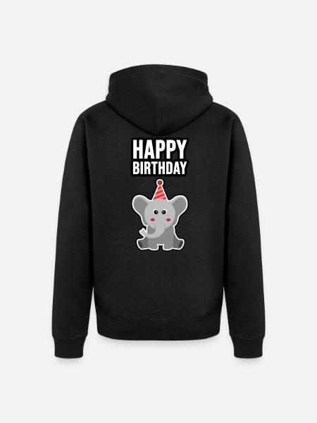 Birthday Elephant - Unisex Premium Organic Zip Hoodie - black