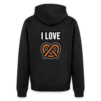 I love pretzels - Unisex Premium Organic Zip Hoodie - black - Back - Nico (187cm)