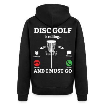 Disc Golf Frisbee Golf Ultimate Frisbee Retro Disc - Unisex Premium Bio Zip Hoodie - Schwarz - Hinten - Nico (187cm)