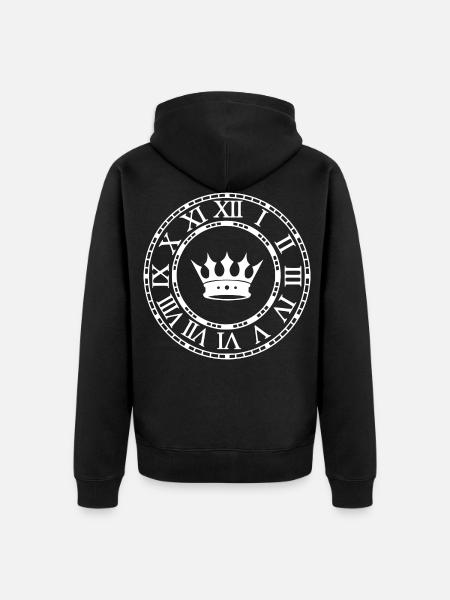 Römische Ziffernuhr - Unisex Premium Bio Zip Hoodie - Schwarz