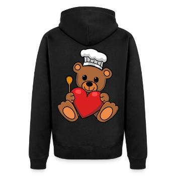 Teddy Koch kochen Herz Kochkunst Hobbykoch - Unisex Premium Bio Zip Hoodie - Schwarz - Hinten - Nico (187cm)