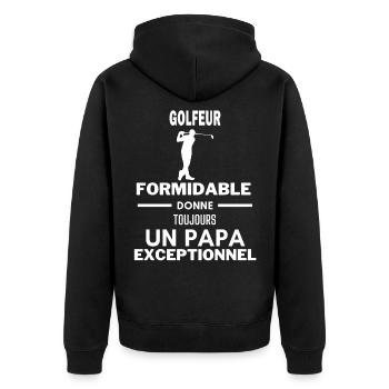 formidable papa exceptionnel humour golfeur - Veste à capuche bio Premium Unisexe - noir - Dos - Nico (187cm)