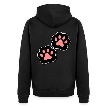 Pfoten Katze Hund - Unisex Premium Bio Zip Hoodie - Schwarz - Hinten - Nico (187cm)