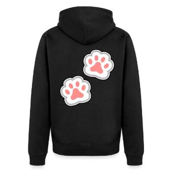 Pfoten Katze Hund - Unisex Premium Bio Zip Hoodie - Schwarz - Hinten - Nico (187cm)