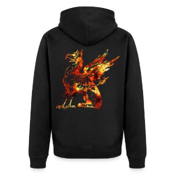 Drache - Unisex Premium Bio Zip Hoodie - Schwarz - Hinten - Nico (187cm)