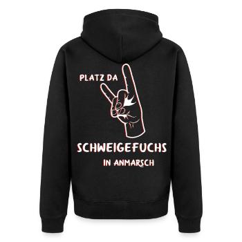 Schweigefuchs Leisefuchs Erzieher Lehrer - Unisex Premium Bio Zip Hoodie - Schwarz - Hinten - Nico (187cm)