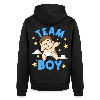 Team Boy Gender Reveal - Unisex Premium Organic Zip Hoodie - black - Back - Nico (187cm)