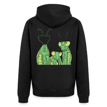 Gottesanbeterin Fangschrecke Fangheuschrecke - Unisex Premium Bio Zip Hoodie - Schwarz - Hinten - Nico (187cm)