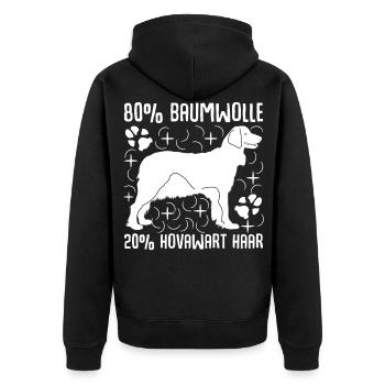 Hovawart Hundehaar - Unisex Premium Bio Zip Hoodie - Schwarz - Hinten - Nico (187cm)