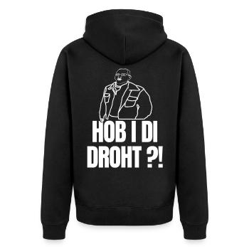 Österreich / Bayern Dialekt Sprüche / Mundart AUT - Unisex Premium Bio Zip Hoodie - Schwarz - Hinten - Nico (187cm)