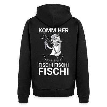 Angeln Fischen Sportfischer Angler Geschenk Hobby - Unisex Premium Bio Zip Hoodie - Schwarz - Hinten - Nico (187cm)