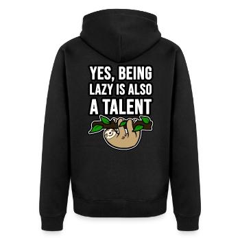 Talent? Paresseux comme un paresseux - Veste à capuche bio Premium Unisexe - noir - Dos - Nico (187cm)