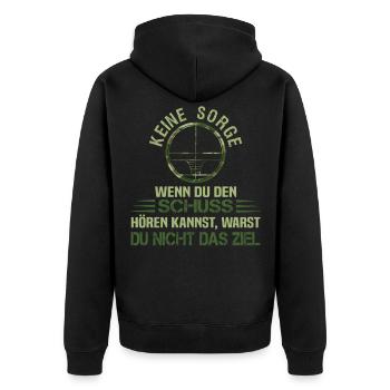 Fadenkreuz Gamer Spruch Jäger Sportschütze - Unisex Premium Bio Zip Hoodie - Schwarz - Hinten - Nico (187cm)