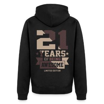 21 Jahre tolle Geschenkideen zum 21. Geburtstag - Unisex Premium Bio Zip Hoodie - Schwarz - Hinten - Nico (187cm)