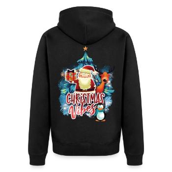 Christmas Design Christmas Saying Design - Unisex Premium Organic Zip Hoodie - black - Back - Nico (187cm)