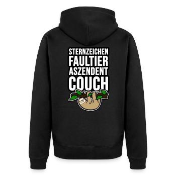 Sternzeichen Faultier Aszendent Couch - Unisex Premium Bio Zip Hoodie - Schwarz - Hinten - Nico (187cm)