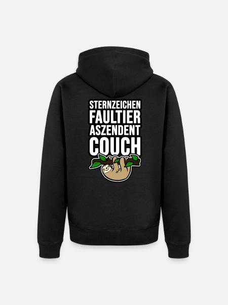 Zodiac Sloth Ascendan Couch - Unisex Premium Organic Zip Hoodie - black