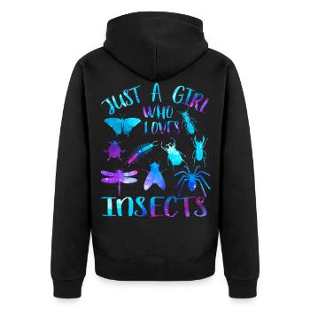 Juste une fille qui aime les insectes - Veste à capuche bio Premium Unisexe - noir - Dos - Nico (187cm)