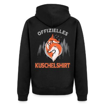 Offizielles Kuschelshirt Fuchs Füchse Kuscheln - Unisex Premium Bio Zip Hoodie - Schwarz - Hinten - Nico (187cm)