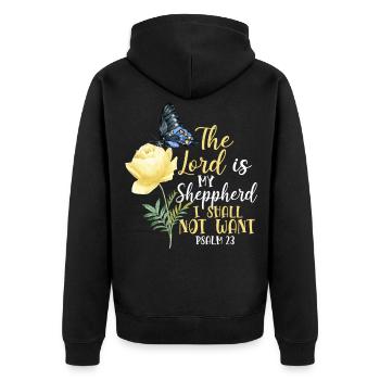 Citation de verset biblique chrétien - Veste à capuche bio Premium Unisexe - noir - Dos - Nico (187cm)