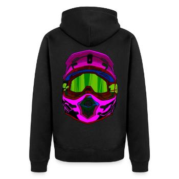 Motocross / Enduro / Freestyle mx / Dirtbike retro - Unisex Premium Bio Zip Hoodie - Schwarz - Hinten - Nico (187cm)