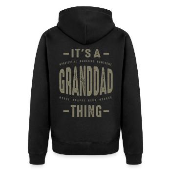 Mens It's a Granddad Thing Christmas Dad/Grandpa - Unisex Premium Organic Zip Hoodie - black - Back - Nico (187cm)