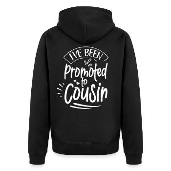 Ich Bin Zum Cousin Befördert Worden Cousine - Unisex Premium Bio Zip Hoodie - Schwarz - Hinten - Nico (187cm)