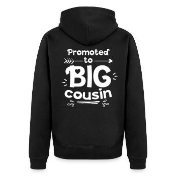 Zum Großen Cousin Befördert Cousine Vetter - Unisex Premium Bio Zip Hoodie - Schwarz - Hinten - Nico (187cm)