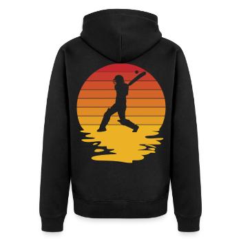 Cricket Cricketspieler Cricketspiel Geschenk - Unisex Premium Bio Zip Hoodie - Schwarz - Hinten - Nico (187cm)