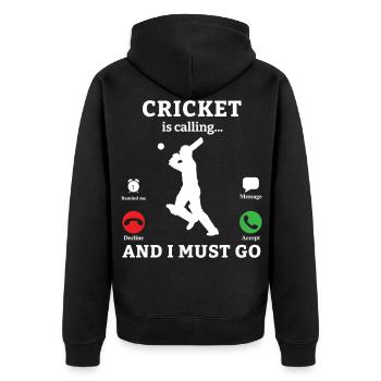 Cricket Cricketspieler Cricketspiel Geschenk - Unisex Premium Bio Zip Hoodie - Schwarz - Hinten - Nico (187cm)