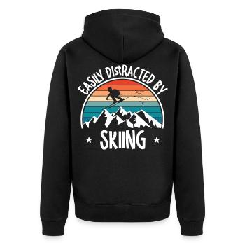 Ski Skiing Skier Skiing Cross-country skiing Biathlon - Unisex Premium Organic Zip Hoodie - black - Back - Nico (187cm)