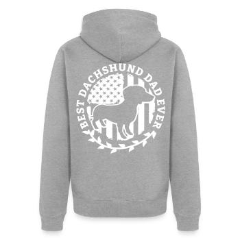 Teckel Teckel Propriétaire du teckel viennois - Veste à capuche bio Premium Unisexe - gris chiné - Dos - Nico (187cm)