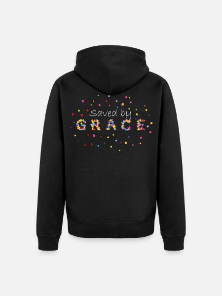 Armon pelastama Jeesus Raamattu Kristillinen sanonta - Premium unisex luomu-huppari vetoketjulla - musta