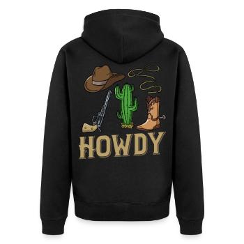 Cowboy Western Country - Unisex Premium Bio Zip Hoodie - Schwarz - Hinten - Nico (187cm)