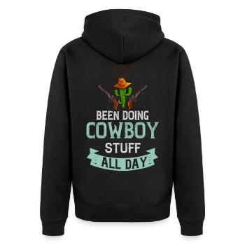 Cowboy Western Country - Unisex Premium Bio Zip Hoodie - Schwarz - Hinten - Nico (187cm)