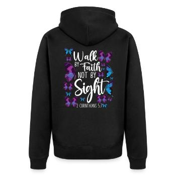 Citation de verset biblique chrétien - Veste à capuche bio Premium Unisexe - noir - Dos - Nico (187cm)