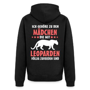 Leopard Mädchen Leoparden - Unisex Premium Bio Zip Hoodie - Schwarz - Hinten - Nico (187cm)