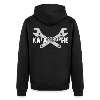 Katastrophe Spruch Werkzeug Mechaniker - Unisex Premium Bio Zip Hoodie - Schwarz - Hinten - Nico (187cm)