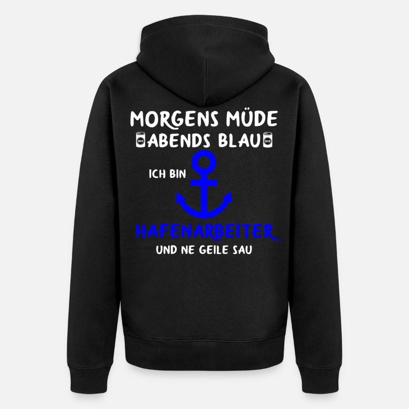 Hafenarbeiter Dockarbeiter Docker Hafen - Unisex Premium Bio Zip Hoodie - Schwarz
