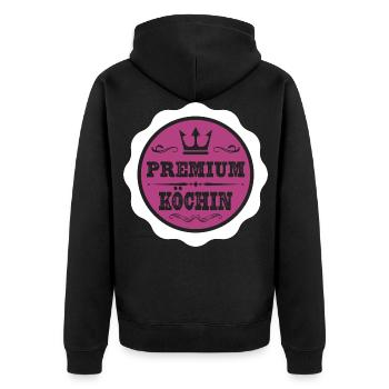 Premium Köchin - Unisex Premium Bio Zip Hoodie - Schwarz - Hinten - Nico (187cm)