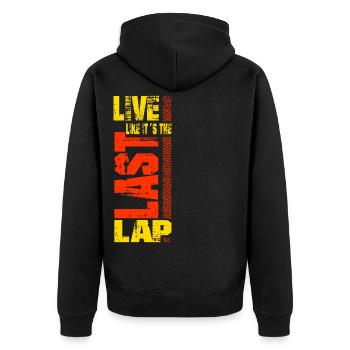 Motorsport Racing Spruch Rennfahrer Geschenk - Unisex Premium Bio Zip Hoodie - Schwarz - Hinten - Nico (187cm)