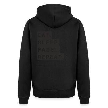 Padel Tennis - eat sleep padel repeat - Unisex Premium Bio Zip Hoodie - Schwarz - Hinten - Nico (187cm)