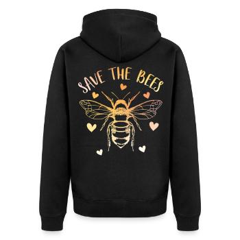 Rettet die Bienen - Unisex Premium Bio Zip Hoodie - Schwarz - Hinten - Nico (187cm)