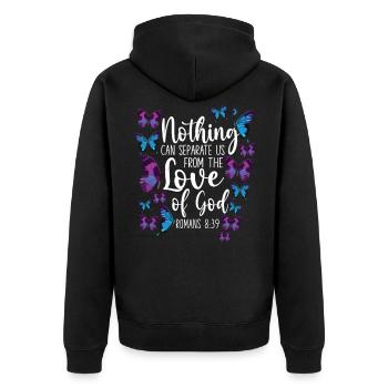 Christian Bible Verse Quote - Unisex Premium Bio Zip Hoodie - Schwarz - Hinten - Nico (187cm)