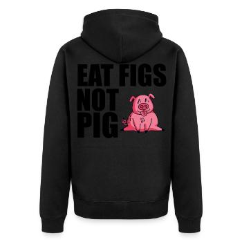 Eat Figs Not Pigs 3 - Unisex Premium Organic Zip Hoodie - black - Back - Nico (187cm)