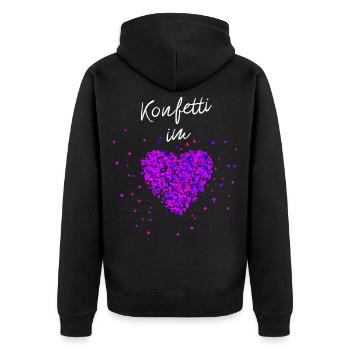 Konfetti im Herzen Fasching Karneval Konfetti - Unisex Premium Bio Zip Hoodie - Schwarz - Hinten - Nico (187cm)