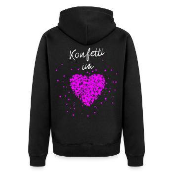 Konfetti im Herzen Fasching Karneval Konfetti - Unisex Premium Bio Zip Hoodie - Schwarz - Hinten - Nico (187cm)