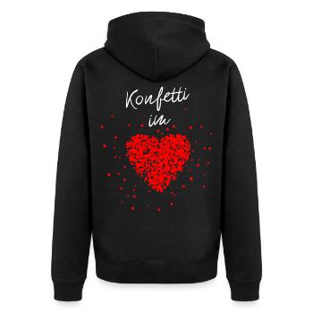 Konfetti im Herzen Fasching Karneval Konfetti - Unisex Premium Bio Zip Hoodie - Schwarz - Hinten - Nico (187cm)